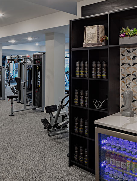 Gym interior with exercise machines