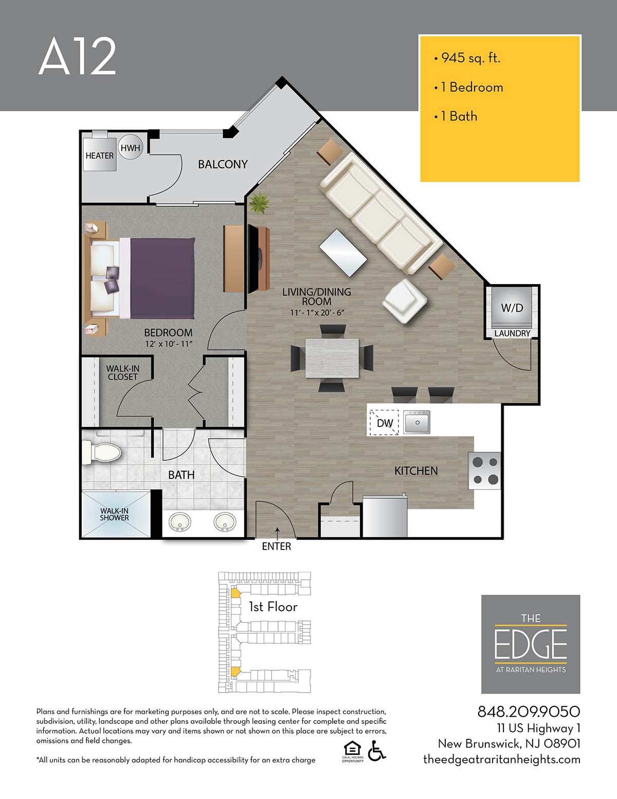 The Edge At Raritan Heights Apartment Floor Plan A12