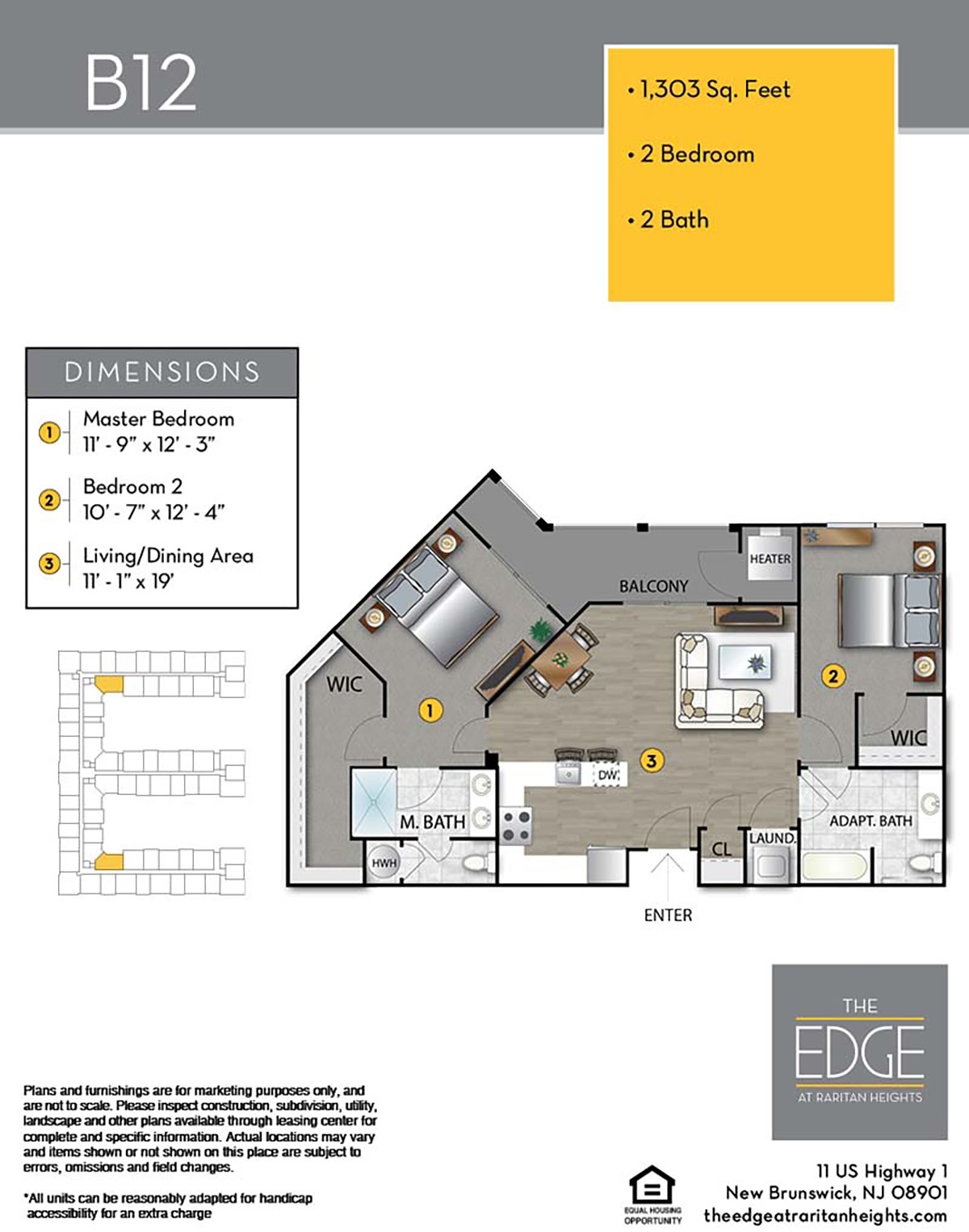The Edge At Raritan Heights Apartment Floor Plan B12