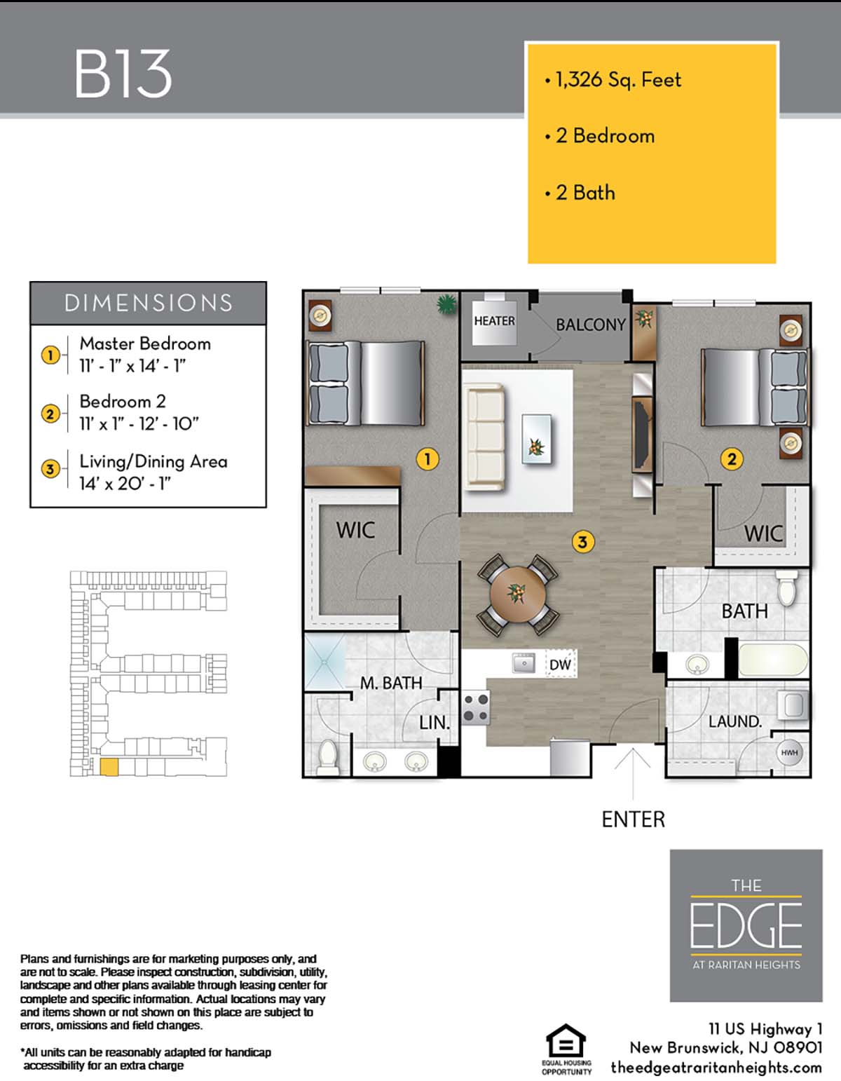 The Edge At Raritan Heights Apartment Floor Plan B13