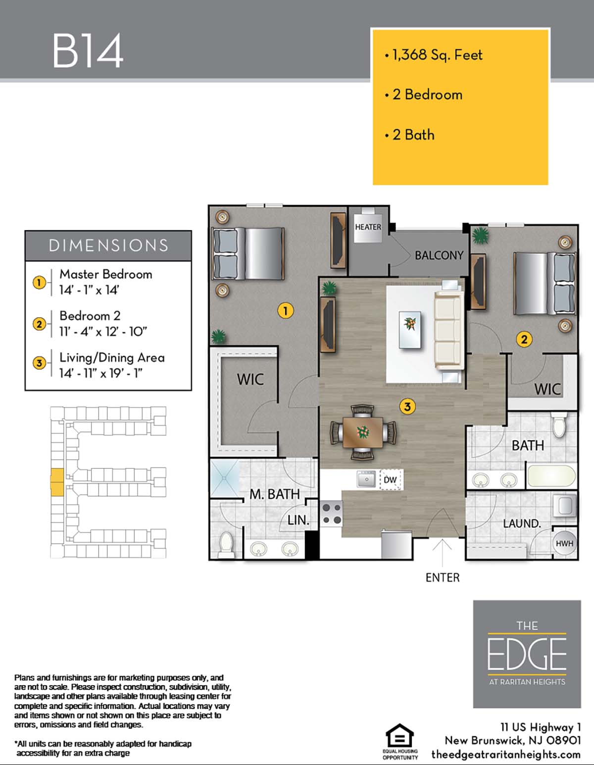 The Edge At Raritan Heights Apartment Floor Plan B14