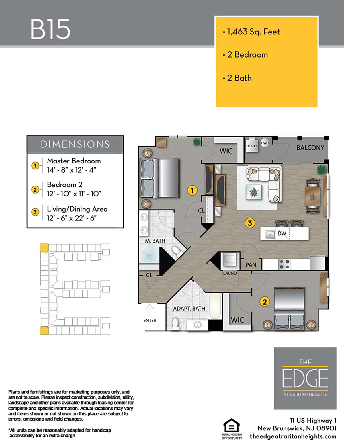 The Edge At Raritan Heights Apartment Floor Plan B15