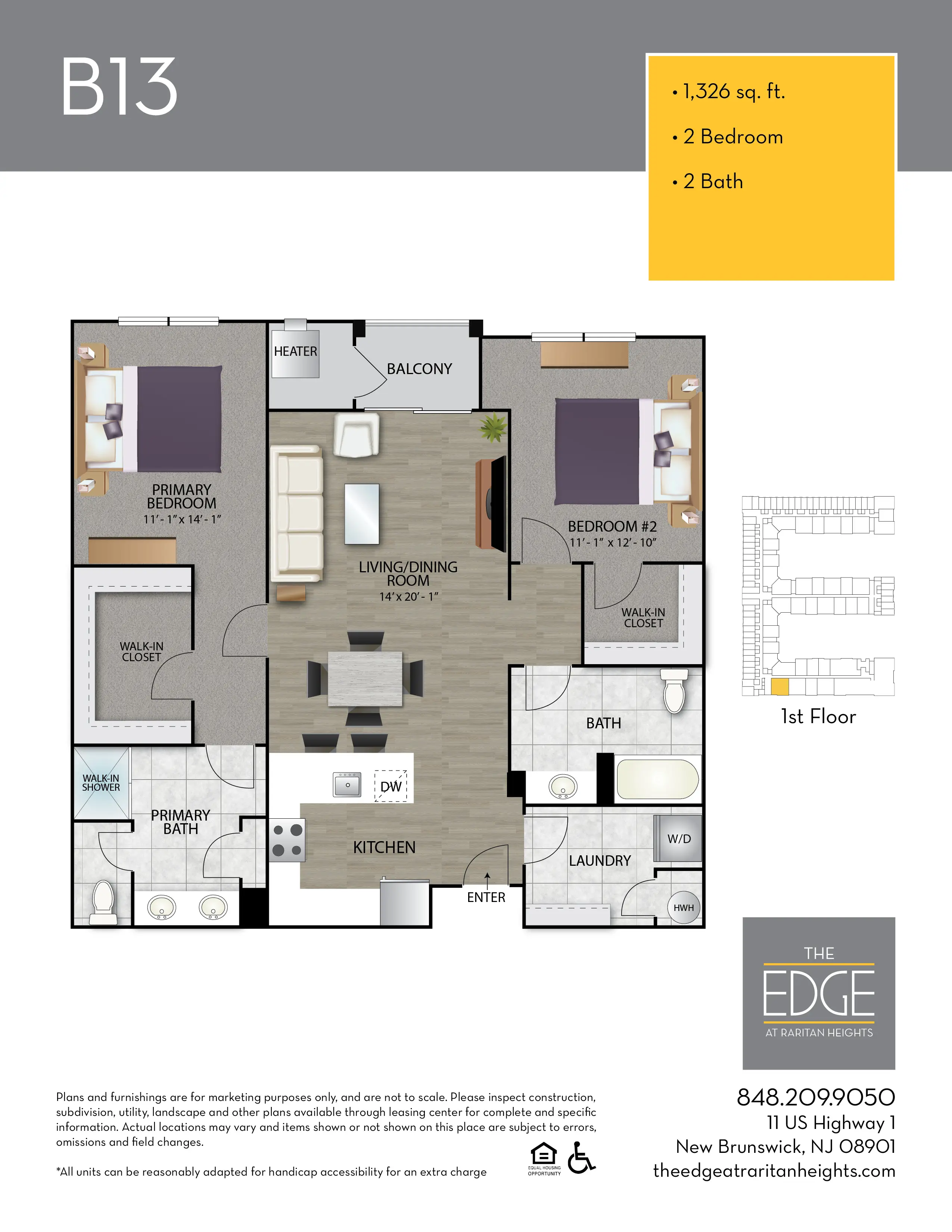 The Edge At Raritan Heights Apartment Floor Plan B13