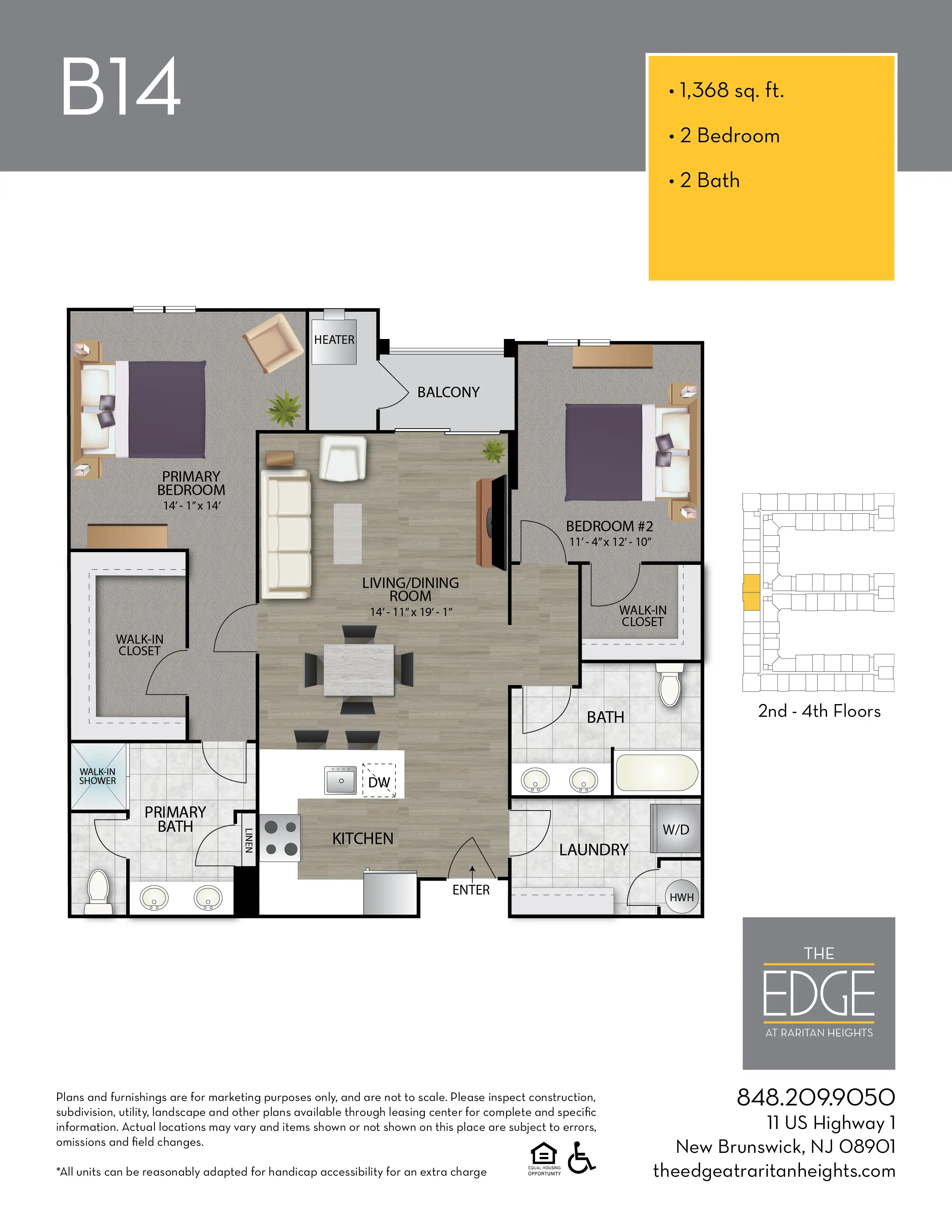 The Edge At Raritan Heights Apartment Floor Plan B14